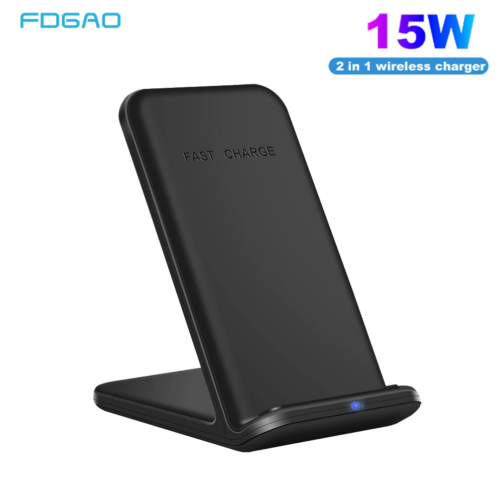 Беспроводное зарядное устройство FDGAO 15 Вт Qi 2 в 1 быстрая зарядка USB C для Airpods Pro Galaxy
