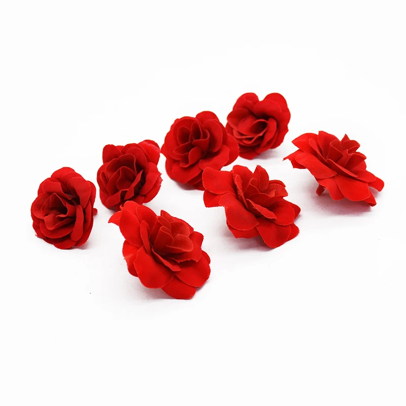 20 Pieces 3.5Cm 5Cm Red Roses Artificial Flower Home Decoration Accessories Wedding Diy Wrist Flower Headdress Festival Supplies