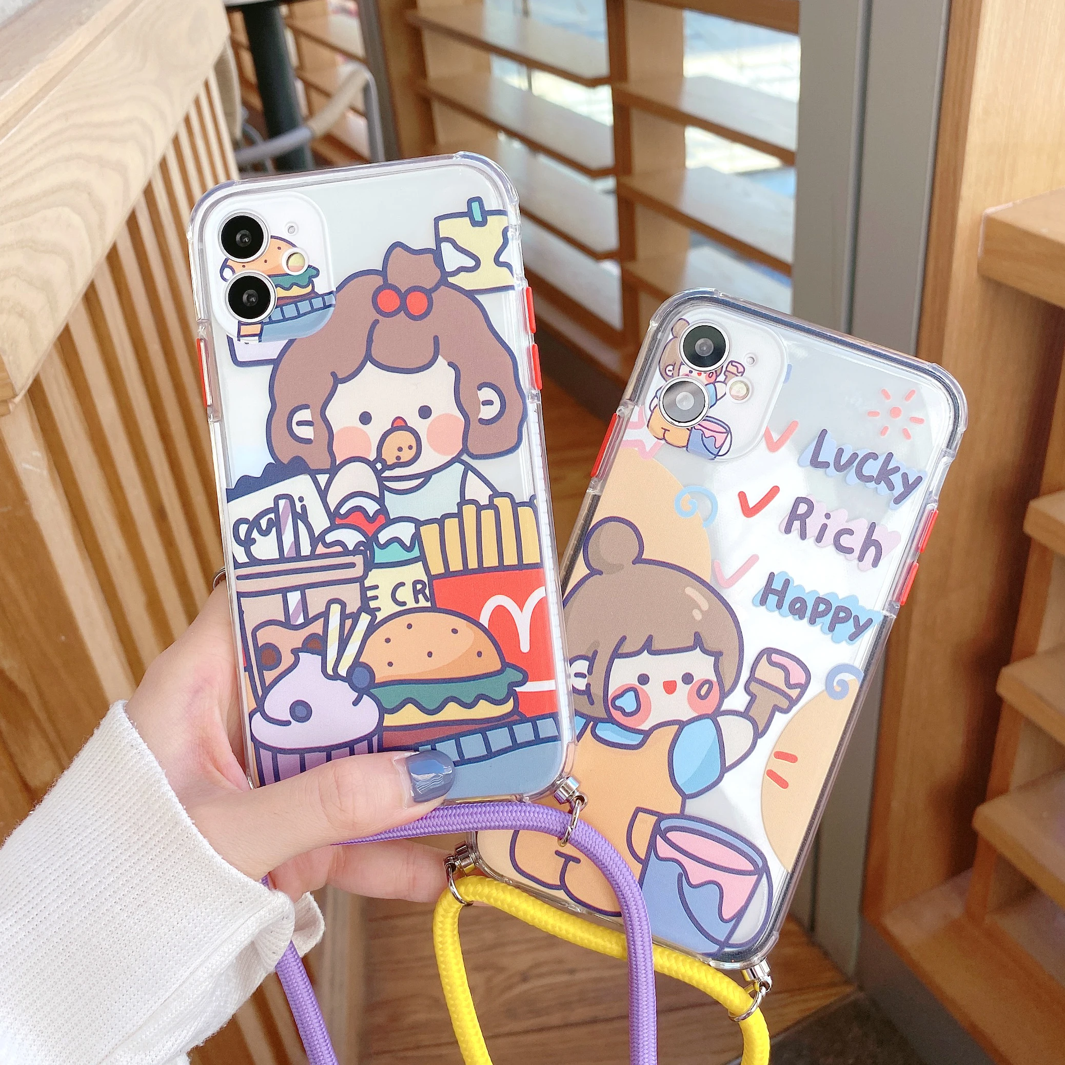 

Cartoon sling dustproof and shatterproof phone soft case forApple 6 6s plus 7 8 7plus 8plus x XR XS Max 11 11pro Max