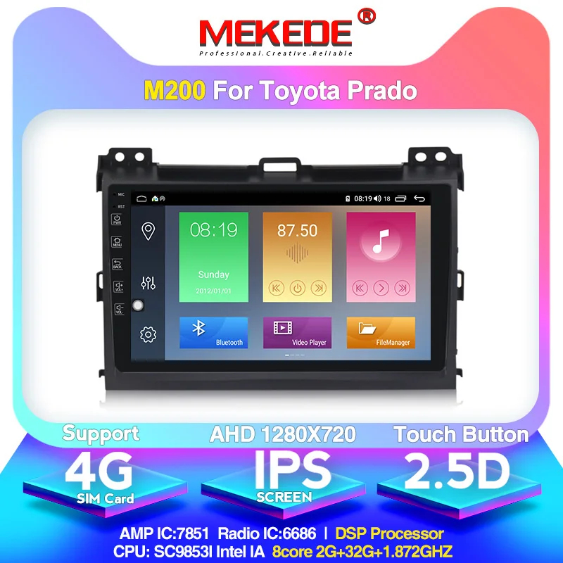 2din Android 10,0 4glte автомобиля gps навигации мультимедийный DVD плеер для Toyota Land Cruiser Prado 120 2004-2009 ips Разделение экран