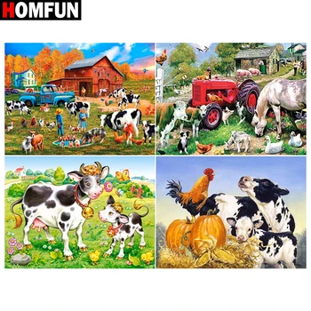 

HOMFUN Diamond Painting Cross Stitch "Cow farm animal" 5D DIY Diamond Embroidery Full Square/round Rhinestone Of Picture