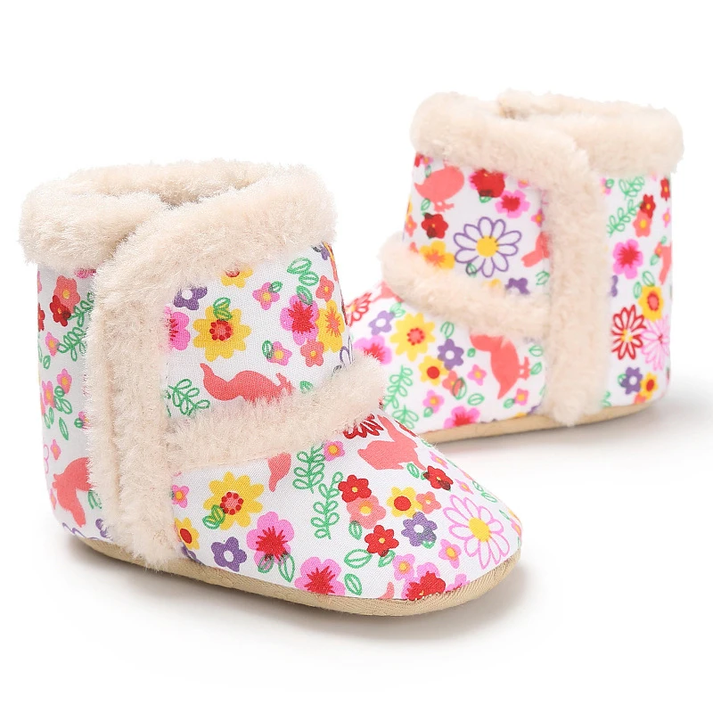 Toddler Warm Winter Flower Cartoon Baby Boots Little Girl Shoes Newborn Snekers Soft Snow/infant /baby Girl/boots Crib Shoes