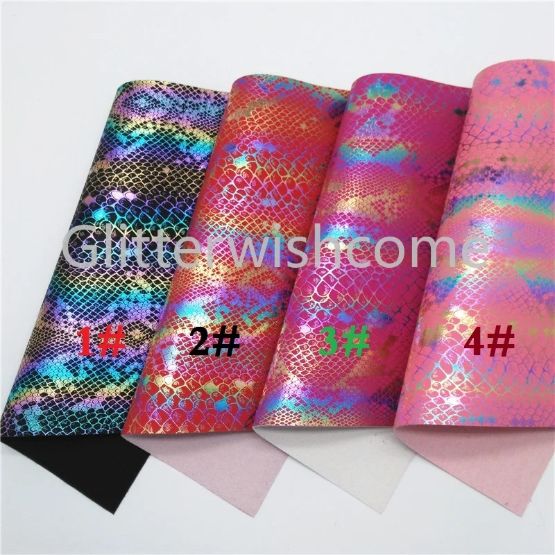 Glitterwishcome 21X29 см A4 размер винил для бантов Переливающаяся металлическая змеиная кожа, искусственная кожа листы для бантов, GM590A