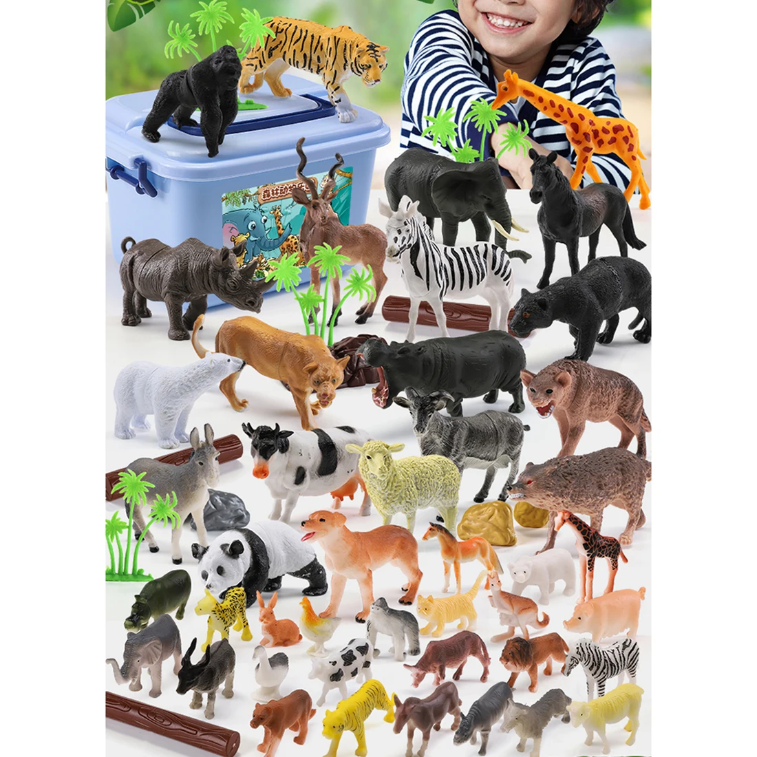 44 шт., настоящие дикие джунгли, зоопарк, Ферма Животных, серия Jaguar, Коллекционная модель, детская игрушка, раннее Когнитивное обучение, игрушки, подарки