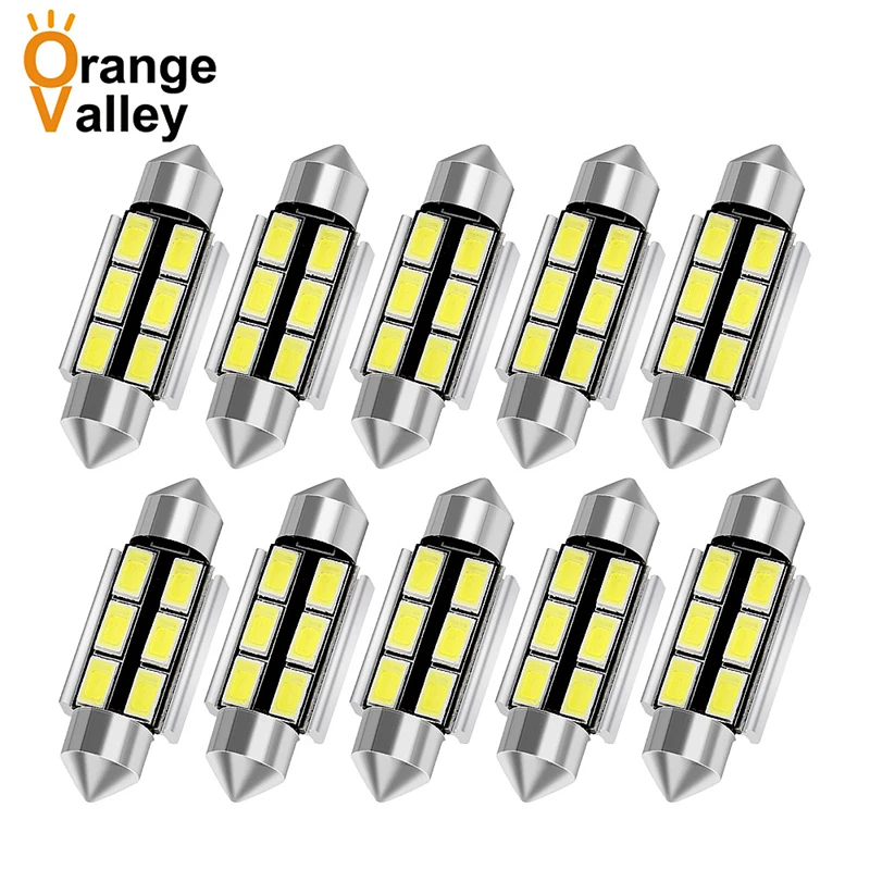 10 Pieces 36mm Festoon Led Bulb De3425 Dome Light 5730 6smd C5w 6498