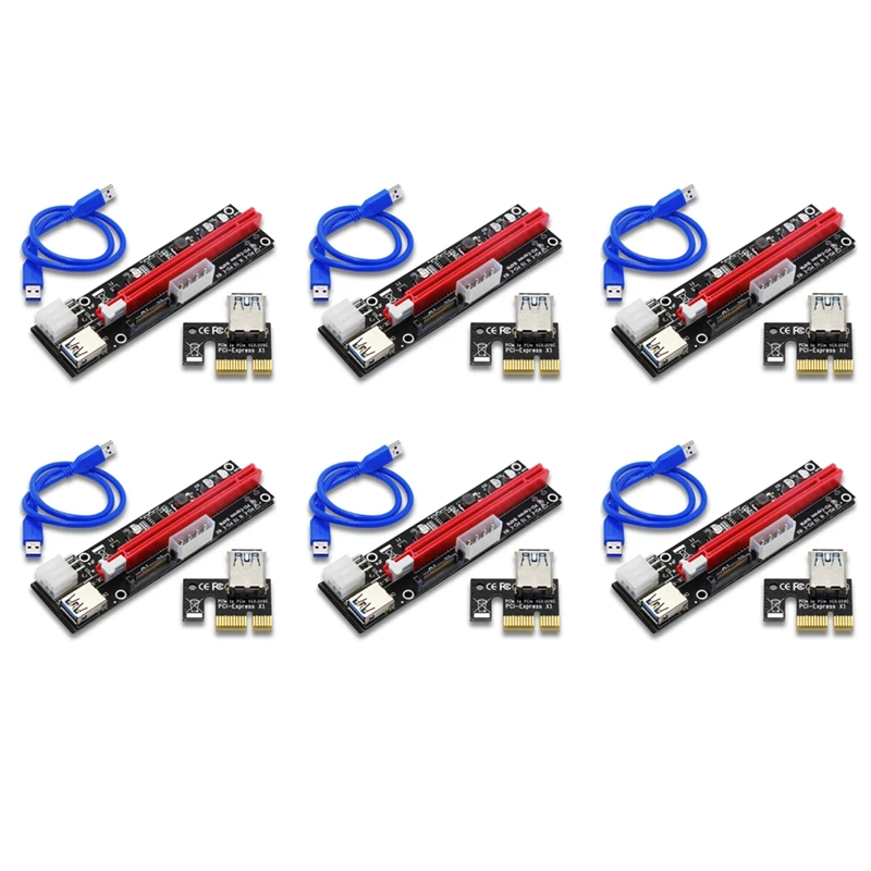 Райзер карта PCI E VER103C 3 в 1 со светодиодной подсветкой 4 контактный светодиодный Sata 15 Экспресс кабель 1X до 16X 60