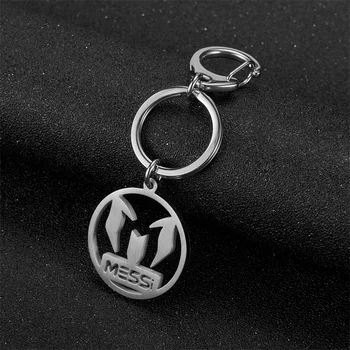 

WAWFROK Stainless Steel Mens Keychain Matte Silver Color MESSI10 Football Superstar Keychain Love Sports for Gifts Wholesale
