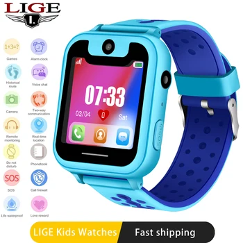 

LIGE Kid Smart Watch Boys Girls Baby Watch LBS Position Tracker Phone Answer Children Watch Support for Android ios phones +Box