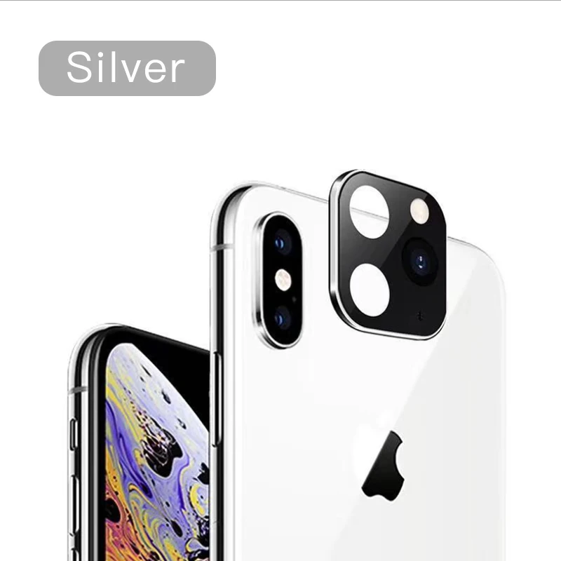Luphie 3D Защита объектива камеры для iPhone Apple X XS MAX секунды стать 11Pro для iPhone 11 PRO MAX Модифицированная задняя крышка камеры - Цвет: Silver