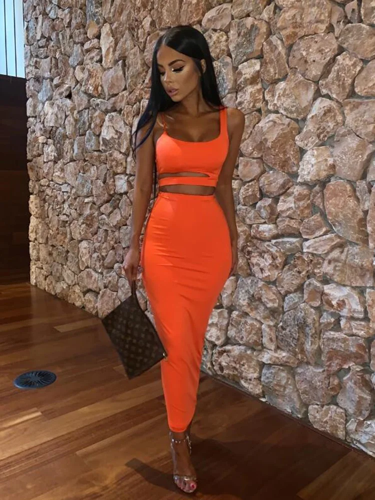 orange tank top dress