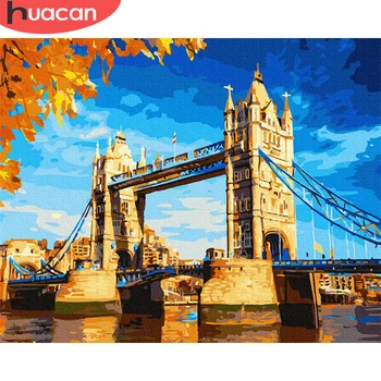 

HUACAN Paint By Number Bridge Hand Painted Painting Art Gift Drawing On Canvas DIY Pictures By Numbers Scenery Kits Home Decor