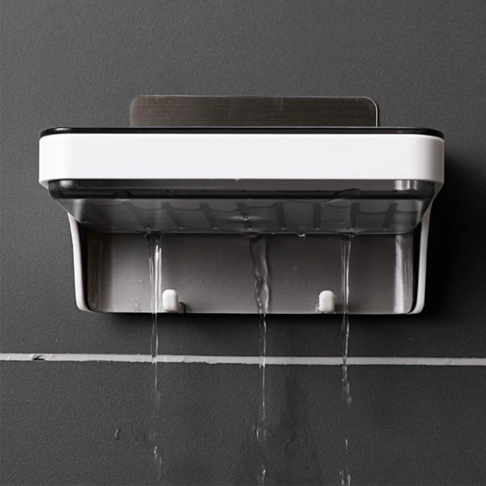 

Soap Dish Soap Holder Adhesive Wall Mounted Soap Dish Container Leak Proof Self Draining Soap Box Shower Dish for Home Bathroom