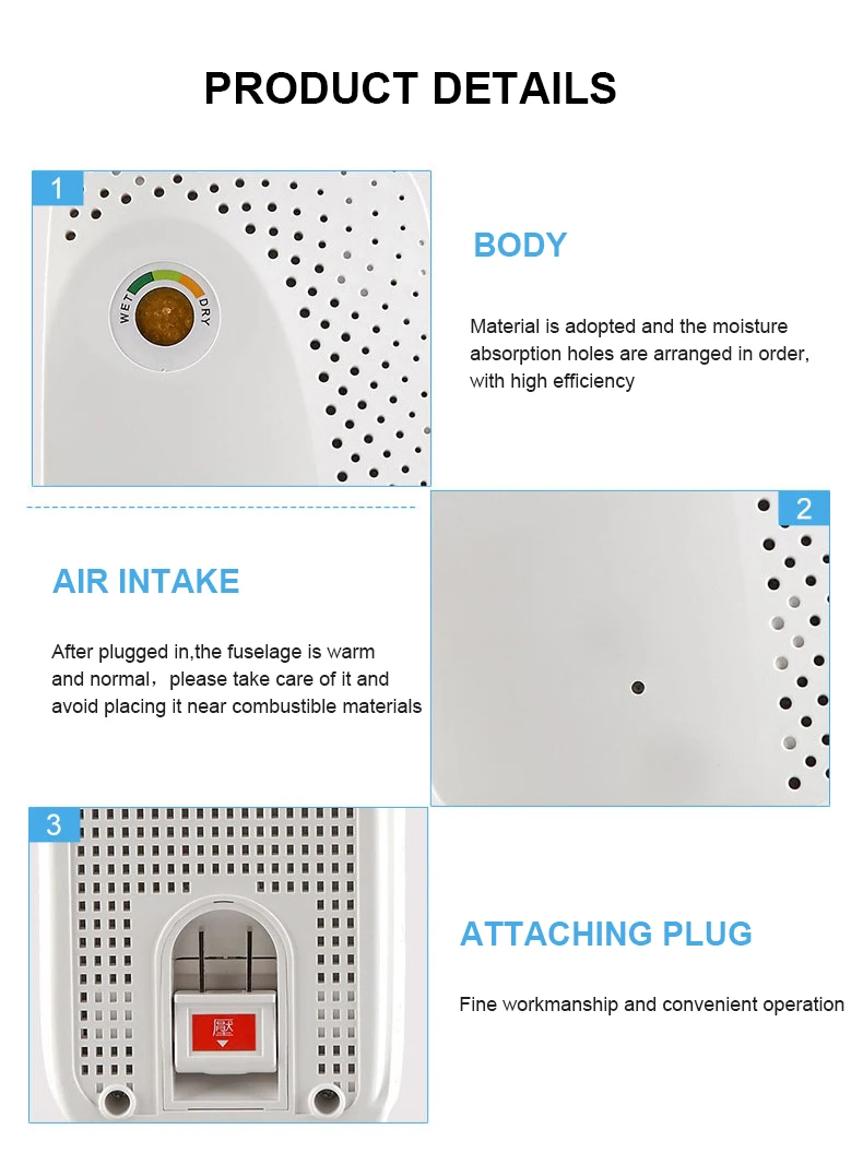 Портативный осушитель воздуха, Электрический осушитель воздуха, Интеллектуальный влагопоглощающий Осушитель для домашнего гардероба, книжный шкаф, низкий уровень шума