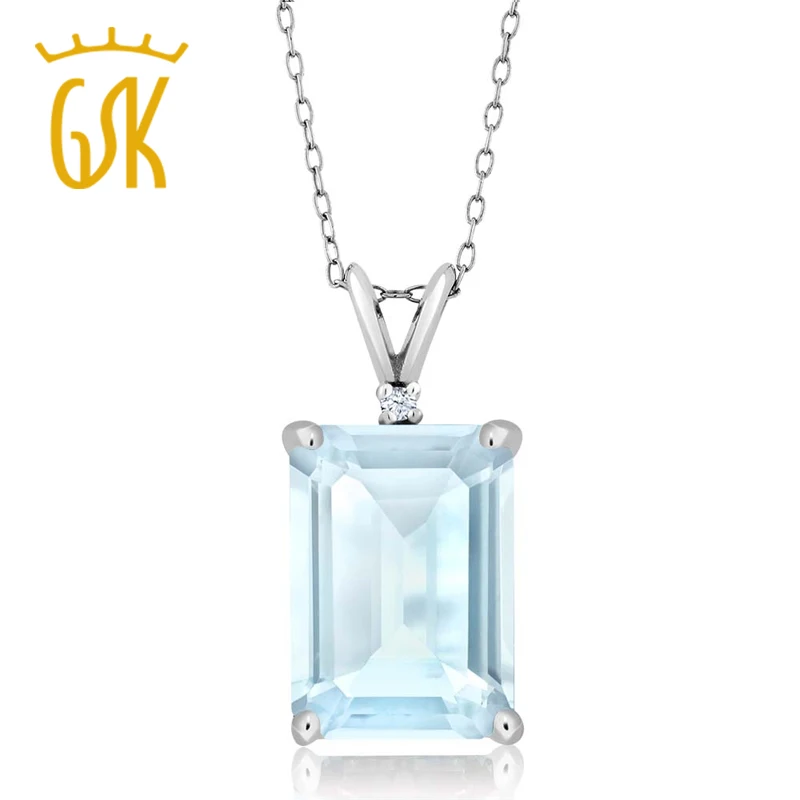 Ожерелье с подвеской GemStoneKing 8 72 карат восьмиугольник натуральный небесно голубой