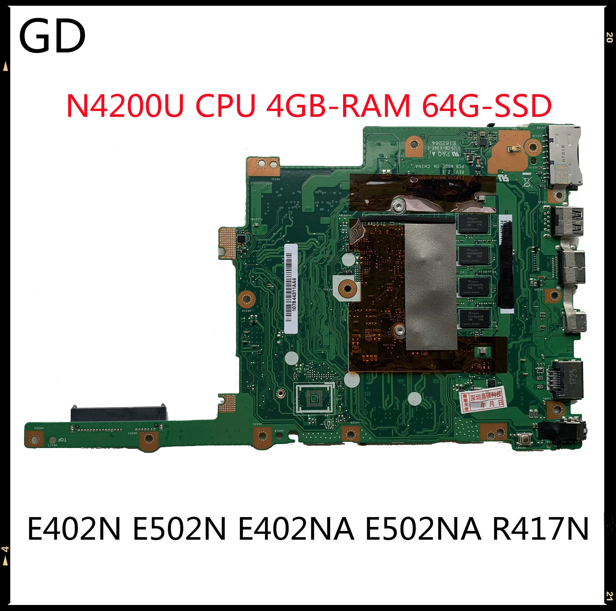 GD orijinal ASUS E402N E502N E402NA E502NA R417N dizüstü bilgisayar anakart  N4200U CPU 4GB RAM 64G SSD tam test hızlı kargo|Dizüstü Bilgisayar Ana  Kartı| - AliExpress