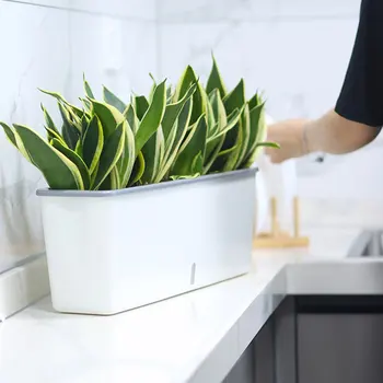 

Self-Watering Planter Pots Long Strip Double Layer Flower Pot for Indoor Home Garden Modern Decorative YE-Hot
