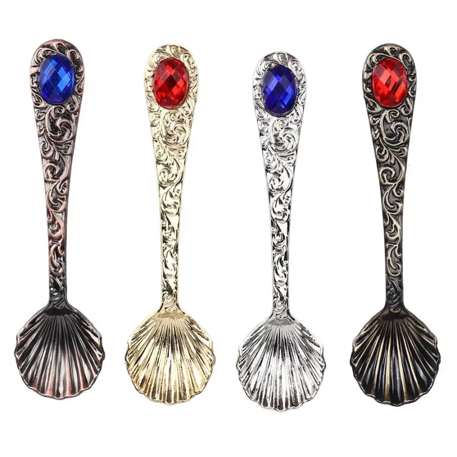 cuisine accessoires Tablespoon 4pcs Vintage Zine Alloy Coffee Spoon Teaspoon for Ice Cream Tea Milk Dessert Kitchen New Wheat