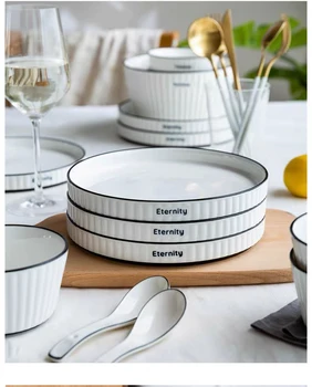 

Solid Color Ceramic Plate Steak Food Plate Nordic Style Tableware Bowl Dessert Dish Dinner Dish Dinnerware Set cute plate