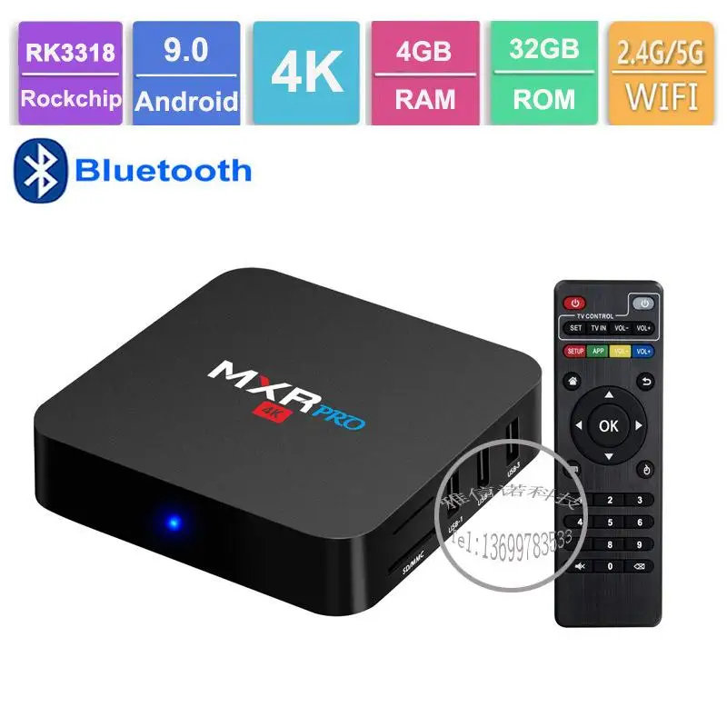 MXR PRO цифровой дисплей Android 7,1 4G ram 32G rom Smart 4K tv Box RK3318 четырехъядерный 2,4G/5G WiFi BT4.0 USB3.0 медиаплеер