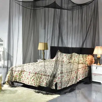 

uropean Style Mosquito Net Large Double Bed Gauze 4 Corner Post Mosquito Net Bedroom Decoration Romantic Hanging Bed Valance