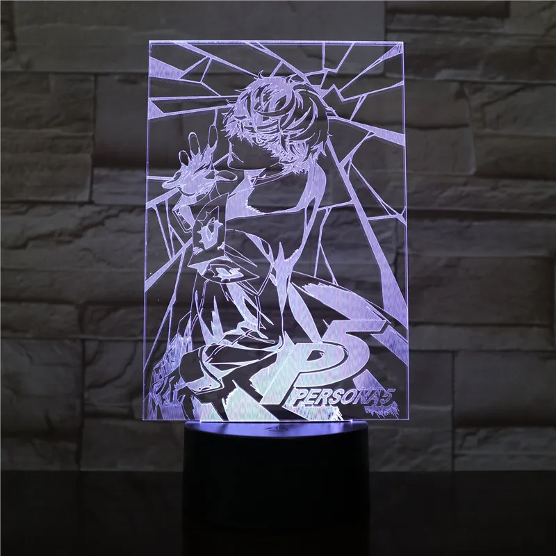 Ролевые игры P5 Persona 5 японский Акира Курусу Рисунок USB светодиодный 3d-ночник украшения для мальчиков, для малышей и детей постарше, футболка подарки настольная лампа 2451