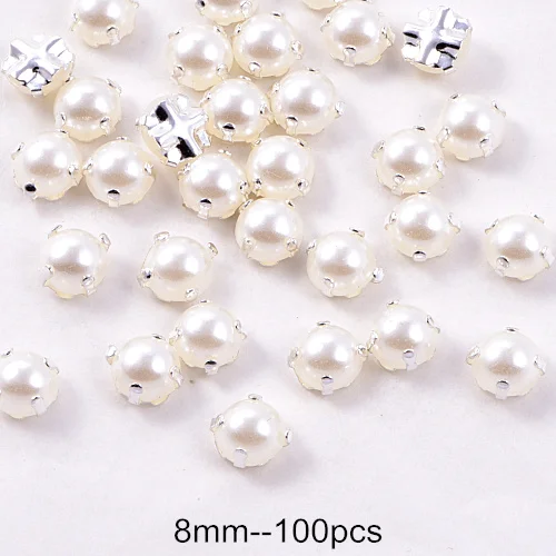 5mm 6mm 8mm 10mm 12mm 14mm Ivory Color Sewing Pearl Beads Sew On ABS  Acrylic With Holes Flatback Half Round for Wedding Dress - AliExpress