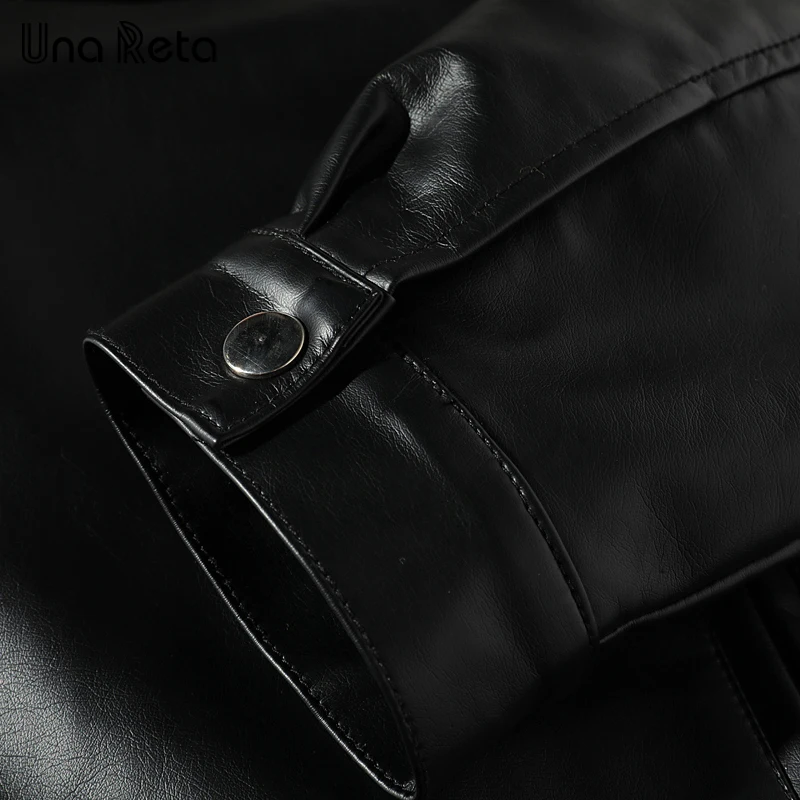 Una Reta/куртка из искусственной кожи, Мужская Новая Осенняя уличная куртка на молнии, мужская кожаная куртка с карманами, черное пальто, байкерская куртка в стиле хип-хоп
