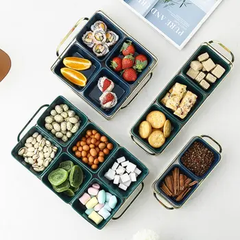 

Ceramic Sauce Dish Divided Dipping Bowl Tray Condiment Dish Storage Tray for Kitchen Spices Vinegar Nuts Sushi Vinegar