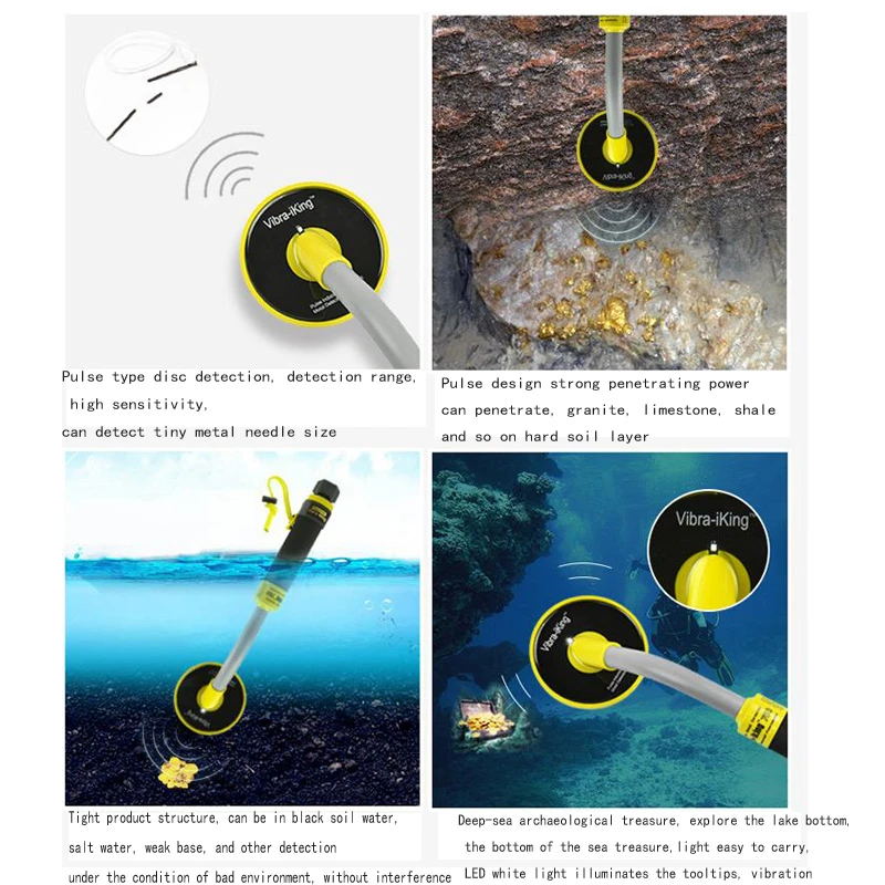 LAMEZIA Rechargeable PI-iking 750 Underwater Metal Detector Induction Pinpointer Expand Detection Depth With LED Light Detects