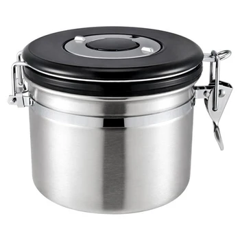 

1.2L Airtight Tea Coffee Sugar Sets Container Storage Canister Set For Coffee Beans Ground Tea Container Silver L