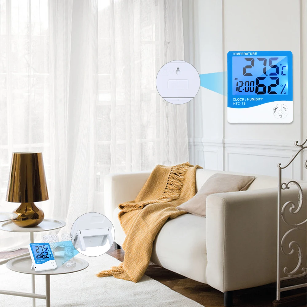 ЖК-цифровой Комнатный термометр и гигрометр комнатный ℃/℉ датчик влажности температуры метр будильник Термогигрометр