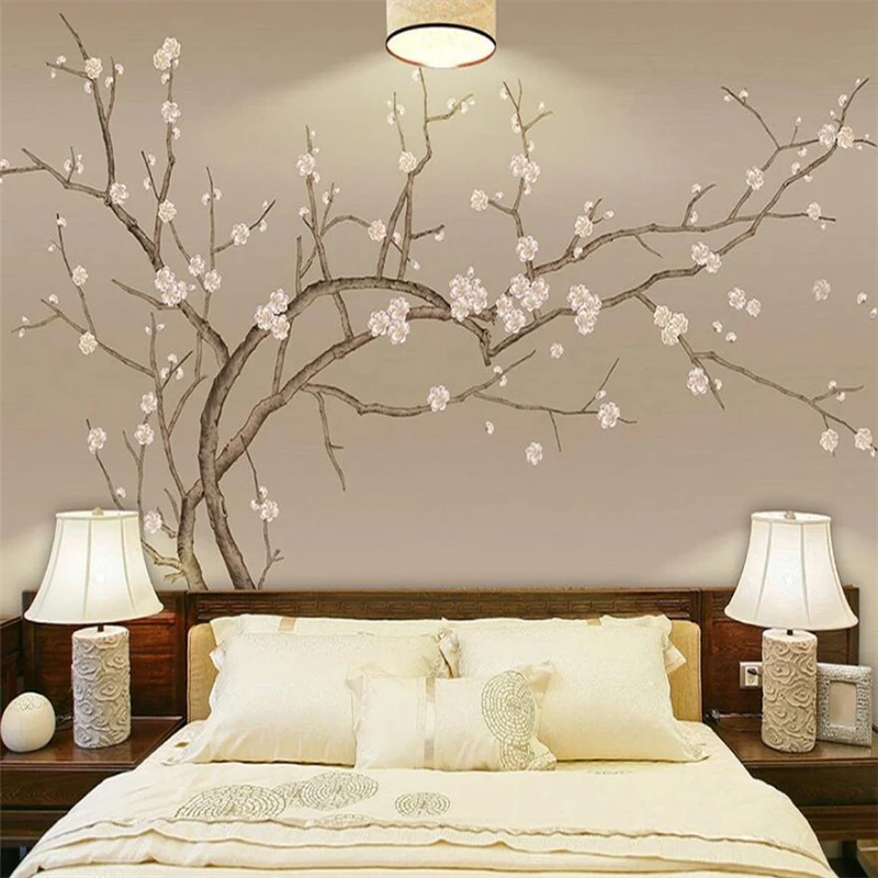 

Пользовательские обои 3d росписи ручная роспись Новый китайский стиль живопись цветок сливы и птица росписи гостиной спальни 3d Омои