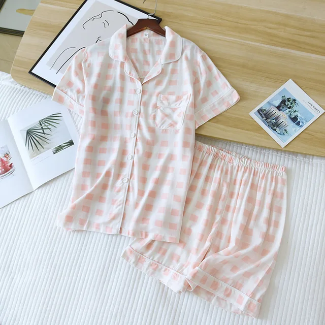 summer new women's pajamas thin section short-sleeved shorts large floral print pajamas home service ladies pajamas for women 15