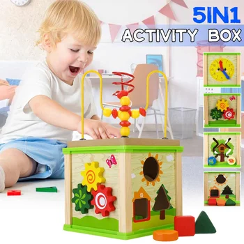 Baby Activity Cube Toddler Toys Educational Shape Sorter Bead Maze Counting Discovery Toys for Baby 12-18 Months Birthday Gift