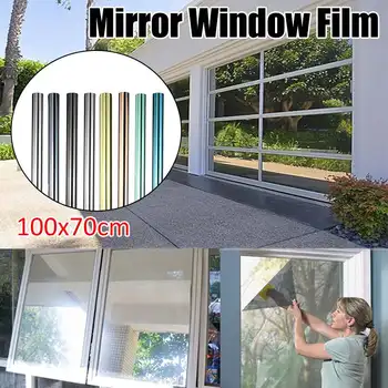

One Way Mirror Window Film Vinyl Self-adhesive Reflective Solar film Privacy Window Tint for Home Blue Sliver Glass Stickers