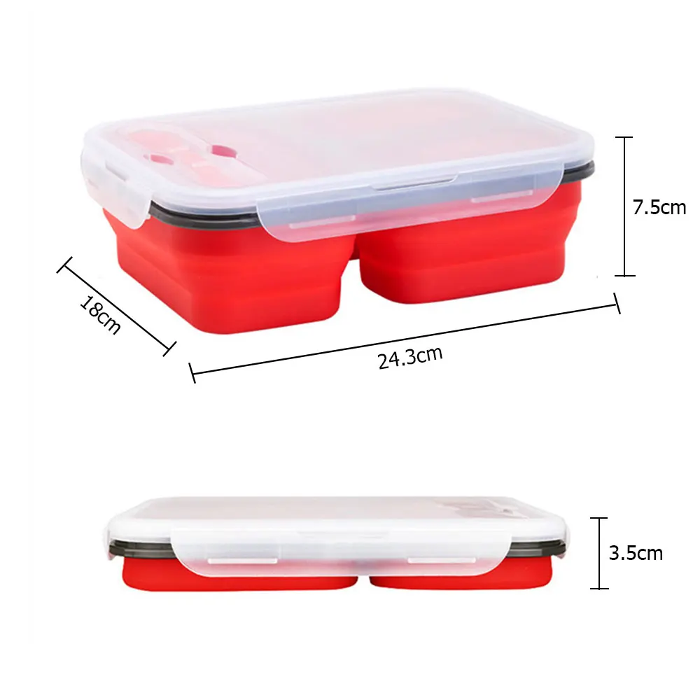Silicone Collapsible Portable Lunch Box Folding Lunchbox Eco-Friendly 1300Ml