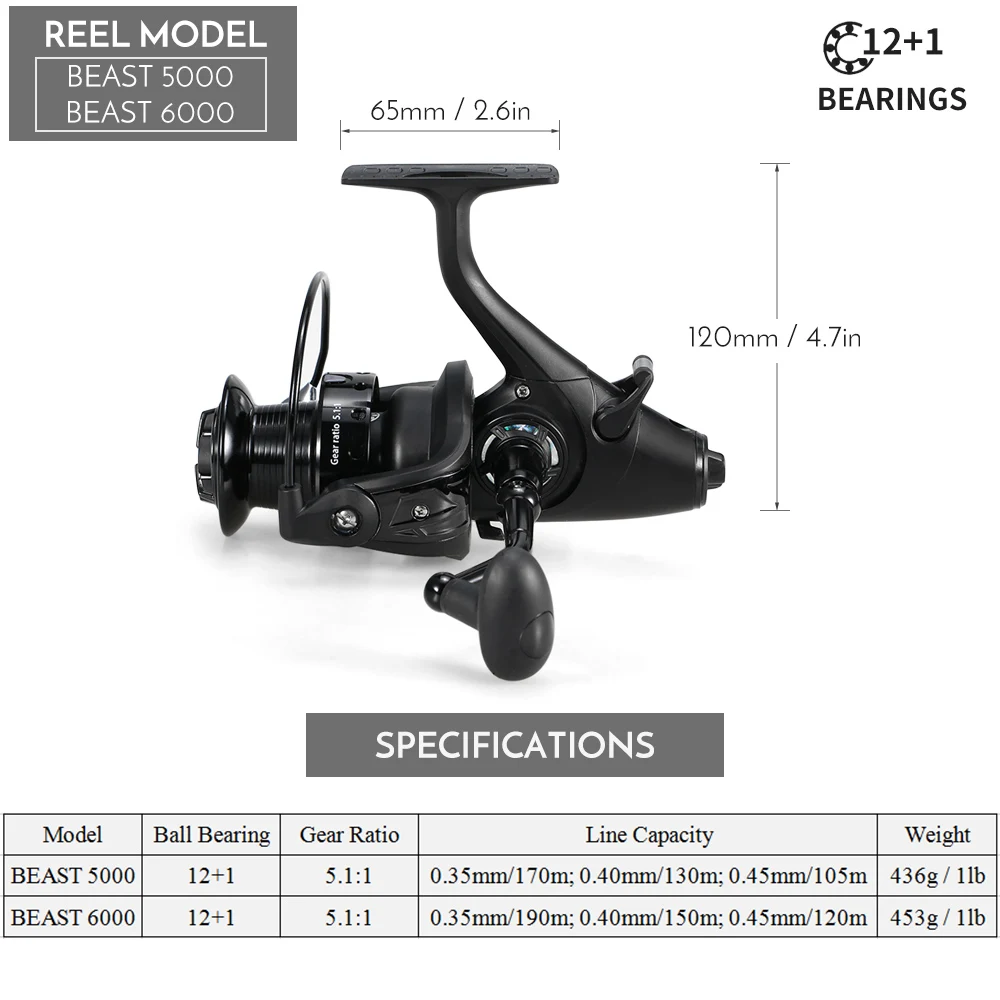 

12+1BB Carp Fishing Spinning Reels Lightweight Metal Spool Fishing Reel Front Rear Drag Reel Wheel Tackle Pesca