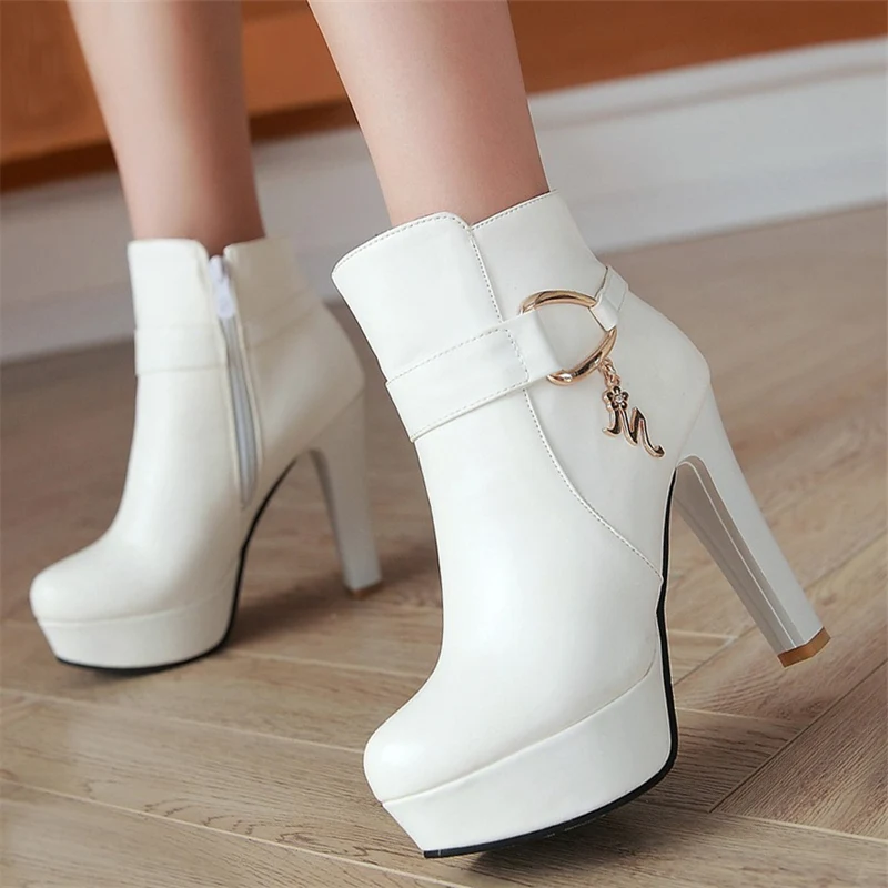 Elegant Short Boots Autumn Winter Shoes Women's Ankle Boot Platform Sweet Heeled Party Dance Shoes Ladies winter boots,platform boots,ankle boots