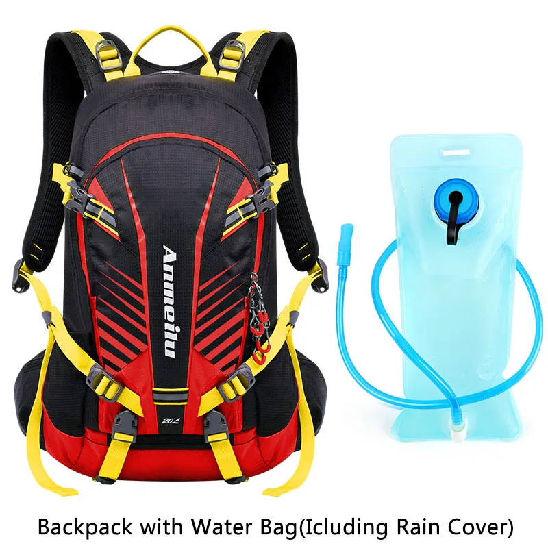 20L водонепроницаемый рюкзак велосипедный, MTB велосипед Велоспорт рюкзак для мужчин, кемпинг уличный гидрационный рюкзак с дождевой крышкой - Цвет: RED with water bag