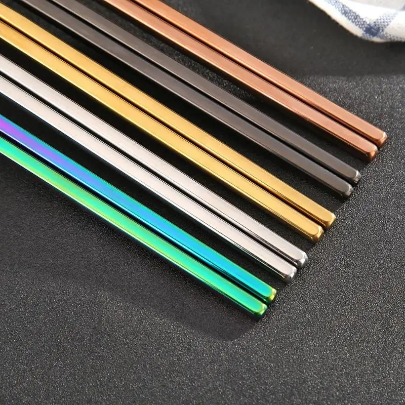 Красочные палочки для еды из нержавеющей стали золотые серебряные металлические палочки для еды кухонная посуда