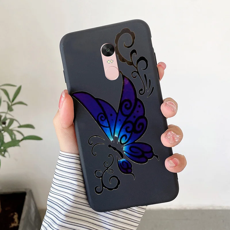 Matte Silicone Soft TPU Shell For Xiaomi Redmi Note 4 4x Note 5Pro Note 5A Cartoon Butterfly Shell For Redmi Note5a Phone Cover cell phone lanyard pouch Cases & Covers