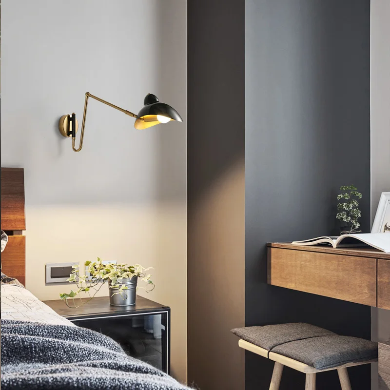 

Simple modern Foldable wall lights long swing arm Adjustable Aluminum sconces lamps Telescopic wall lights for bedroom