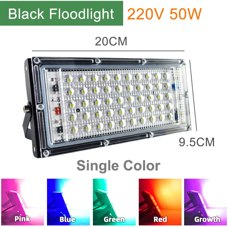 Black Shell Colorful Kaguyahime Светодиодный прожектор 100 Вт 50 Вт 10 Вт Светодиодный прожектор IP65 водонепроницаемый наружный рефлектор освещение квадратная лампа свет в саду - Испускаемый цвет: Black Shell Colorful