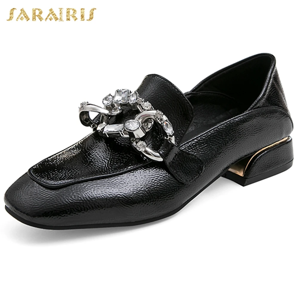 

Sarairis On Sale Square Toe Low Heels Large Size 50 Slip On Spring Crystals women's Shoes Woman Pumps Female