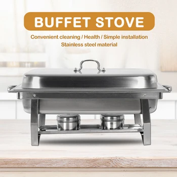 

Buffet Chafing Dish Food Warmer Container Catering Tray Stainless Steel Square Restaurant Alcohol Stove Chafer