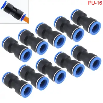 

10PCS 16MM PU-16 Plastic Straight Through Quick Connector Pneumatic Insertion Air Tube