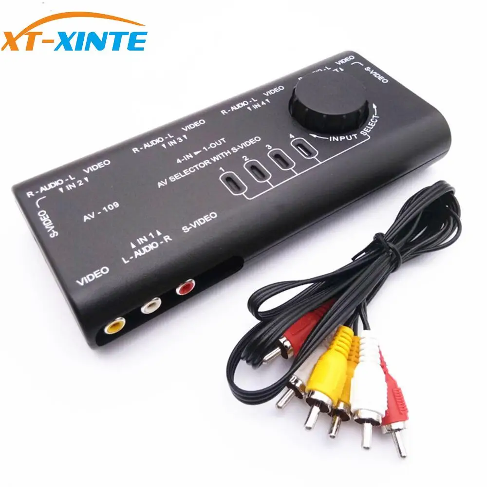 

AV Audio Video Signal Switcher 4 Input 1 Output Switch Video Game System Converter Adapter for XBOX for Playstation 2/TV/DVD/VCR