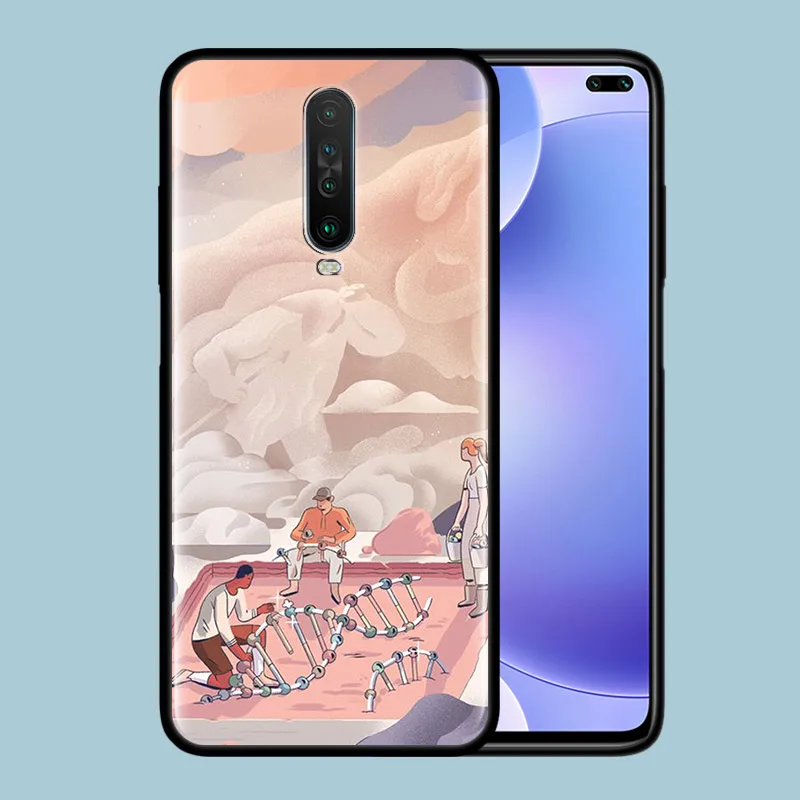 Ретро Чехол DNA Science для Xiaomi Redmi Note 8 9 9S 8T 9A 9C 7 7A 8A K30 Pro Zoom 10X черные мягкие чехлы