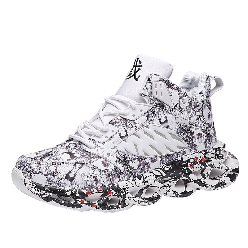 New Graffiti Basket Shoes Fashion Men's Hip Hop Street Dance Shoes Professional Men Running Shoes Mesh High Quality Sneaker - Цвет: White