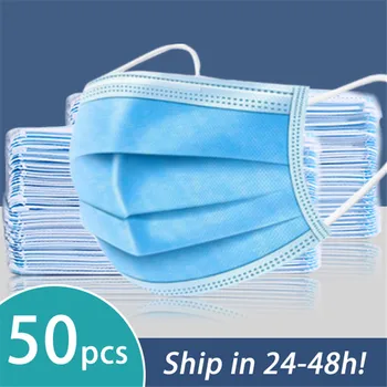 

50Pcs/Box 3-Layer Disposable Medical Mask Protective Dust Proof Breathable Mask Filter Protection Mask Elastic Medical Masker